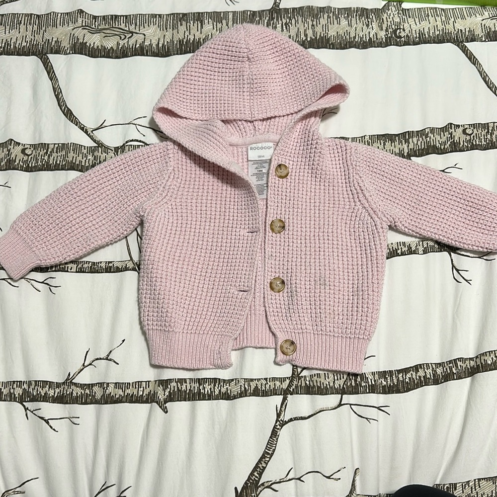Pink knitted button up sweater 18months